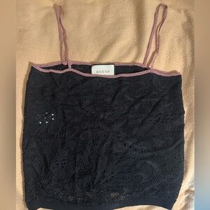 Gucci Black and Pink Lace Camisole